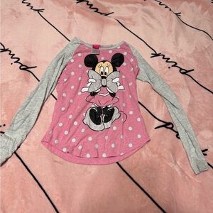 Disney Pink and Gray Long Sleeve Tee with Cartoon Character size L 10/12